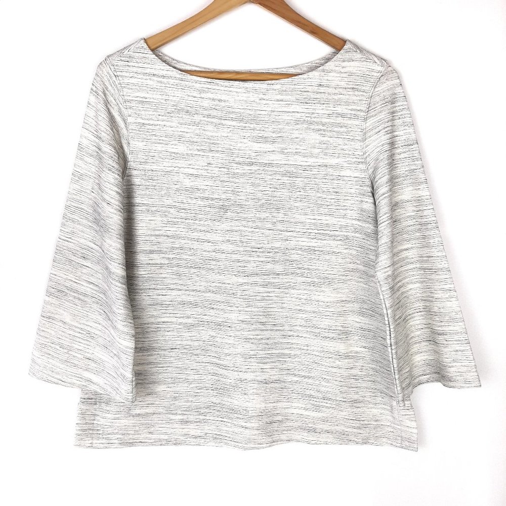 Old Navy Bell Sleeve Textured Heather Gray Top